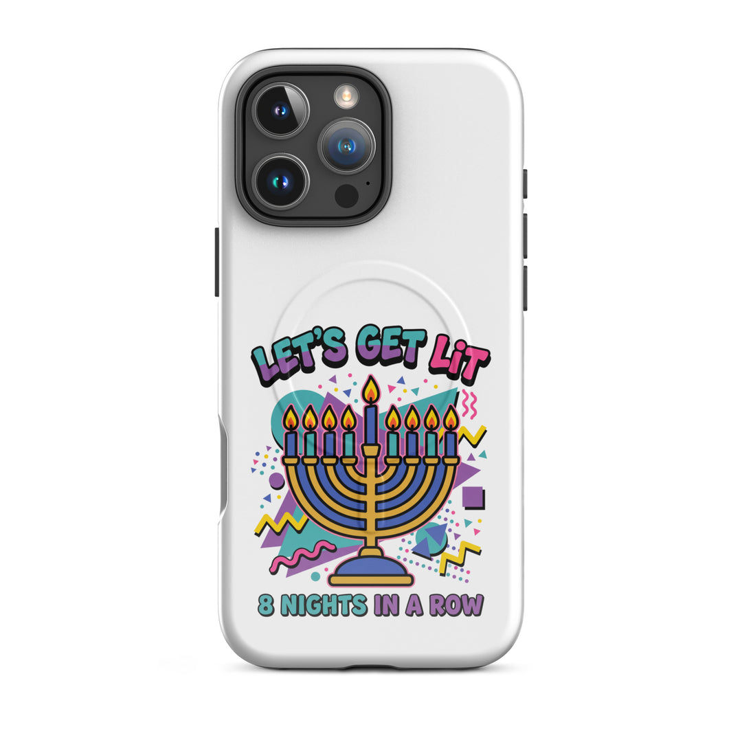 Lets Get Lit 90s Jewish pride magsafe® tough case for iphone® in Glossy - folded view