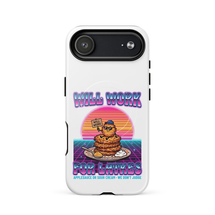 Will Work for Latkes 80s Jewish pride magsafe® tough case for iphone® in Glossy - close-up