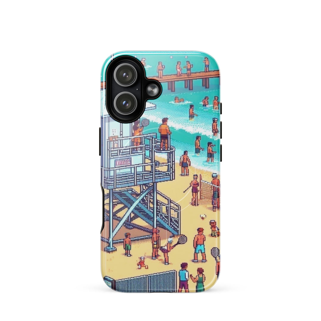 TLV Frishman beach 16 Bit Jewish pride magsafe® tough case for iphone® in Glossy - back view