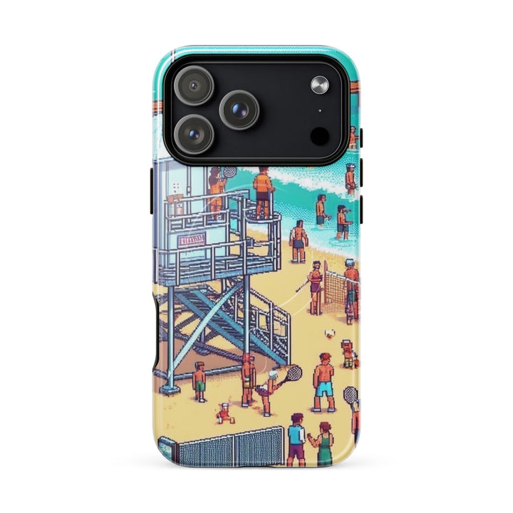 TLV Frishman beach 16 Bit Jewish pride magsafe® tough case for iphone® in Glossy - folded view