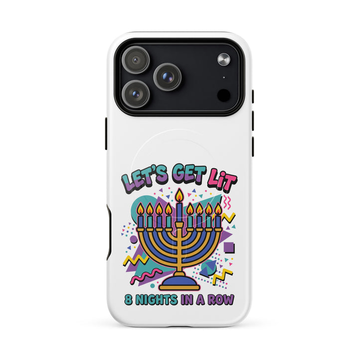 Lets Get Lit 90s Jewish pride magsafe® tough case for iphone® in Glossy - folded view