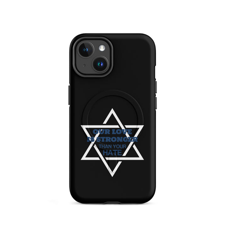 Our Love is Stronger Jewish pride magsafe® tough case for iphone® in Matte - detail view