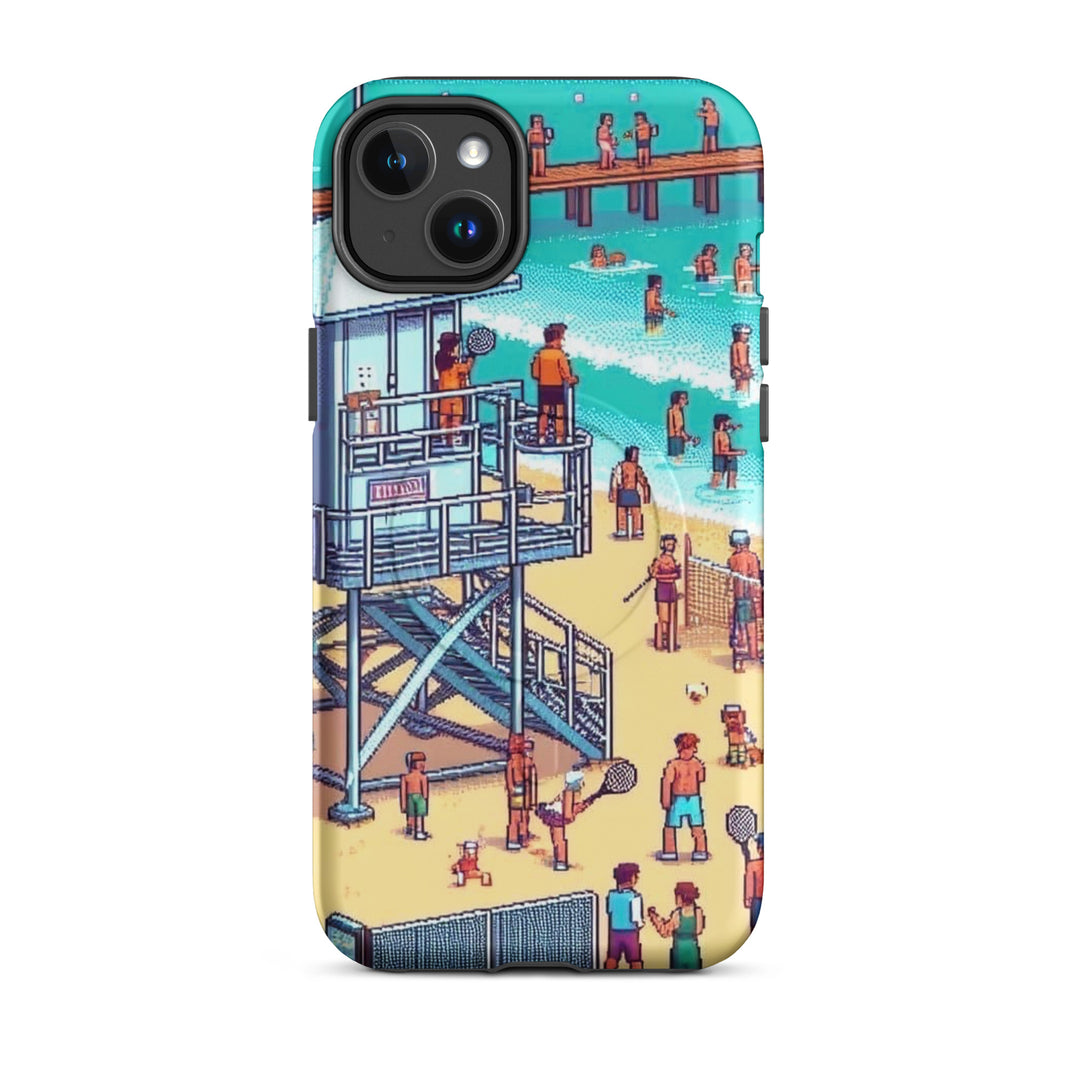 TLV Frishman beach 16 Bit Jewish pride magsafe® tough case for iphone® in Matte - flat lay