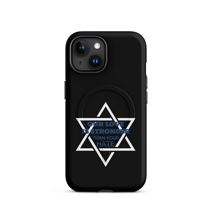 Our Love is Stronger Jewish pride magsafe® tough case for iphone® in Matte - detail view
