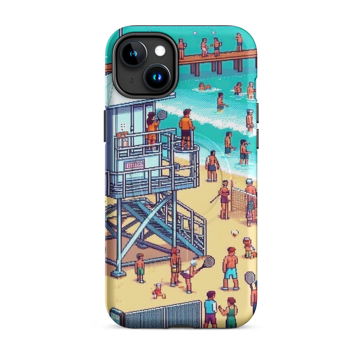 TLV Frishman beach 16 Bit Jewish pride magsafe® tough case for iphone® in Matte - flat lay