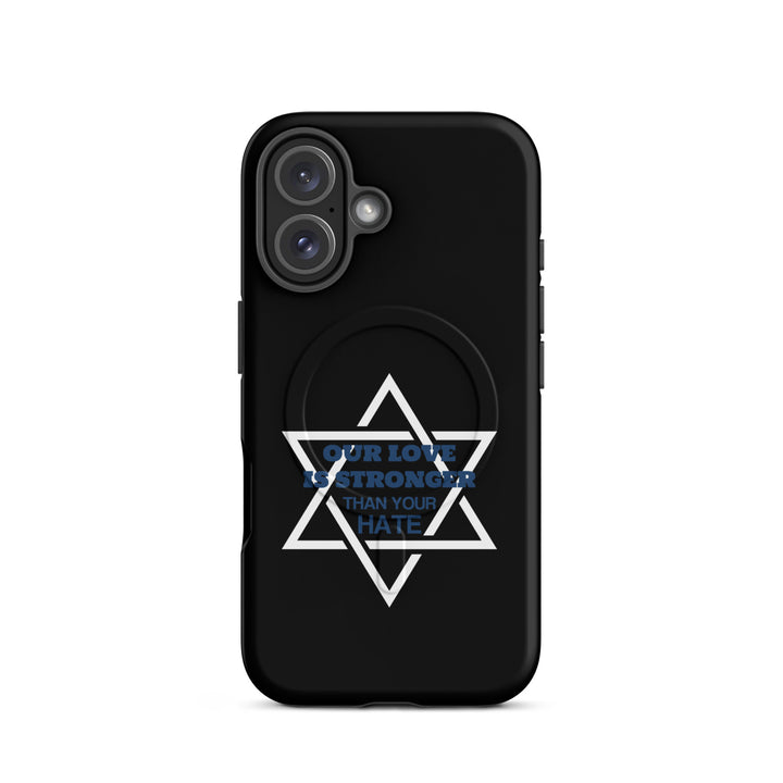 Our Love is Stronger Jewish pride magsafe® tough case for iphone® in Matte - detail view