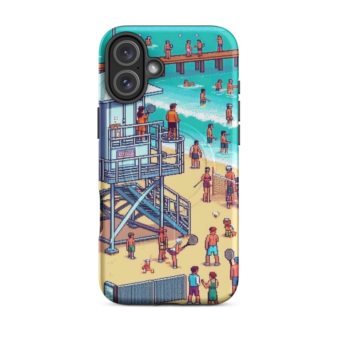 TLV Frishman beach 16 Bit Jewish pride magsafe® tough case for iphone® in Matte - flat lay