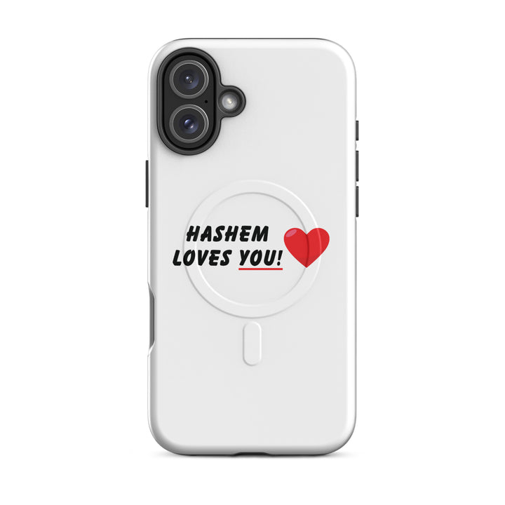 Hashem Loves You Jewish pride magsafe® tough case for iphone® in Matte - flat lay