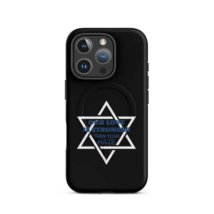Our Love is Stronger Jewish pride magsafe® tough case for iphone® in Matte - side view