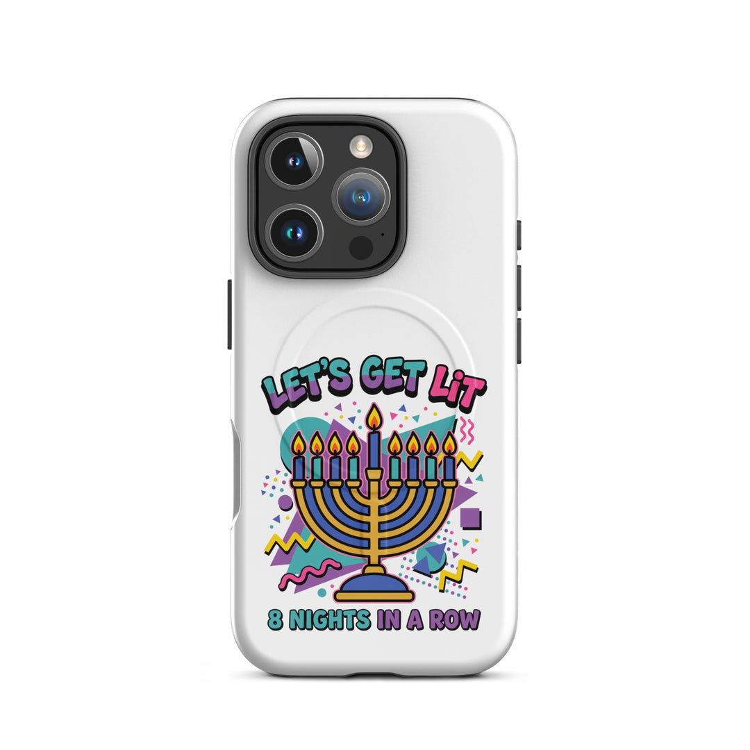 Lets Get Lit 90s Jewish pride magsafe® tough case for iphone® in Matte - side view