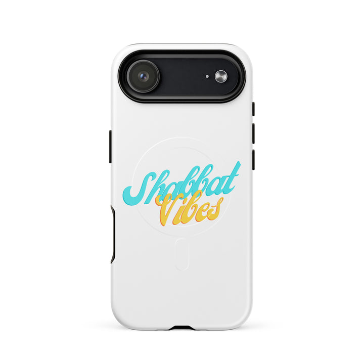 Shabbat Vibes Jewish pride magsafe® tough case for iphone® in Matte - flat lay