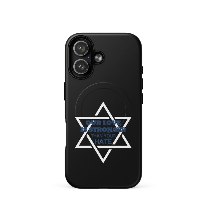 Our Love is Stronger Jewish pride magsafe® tough case for iphone® in Matte - detail view
