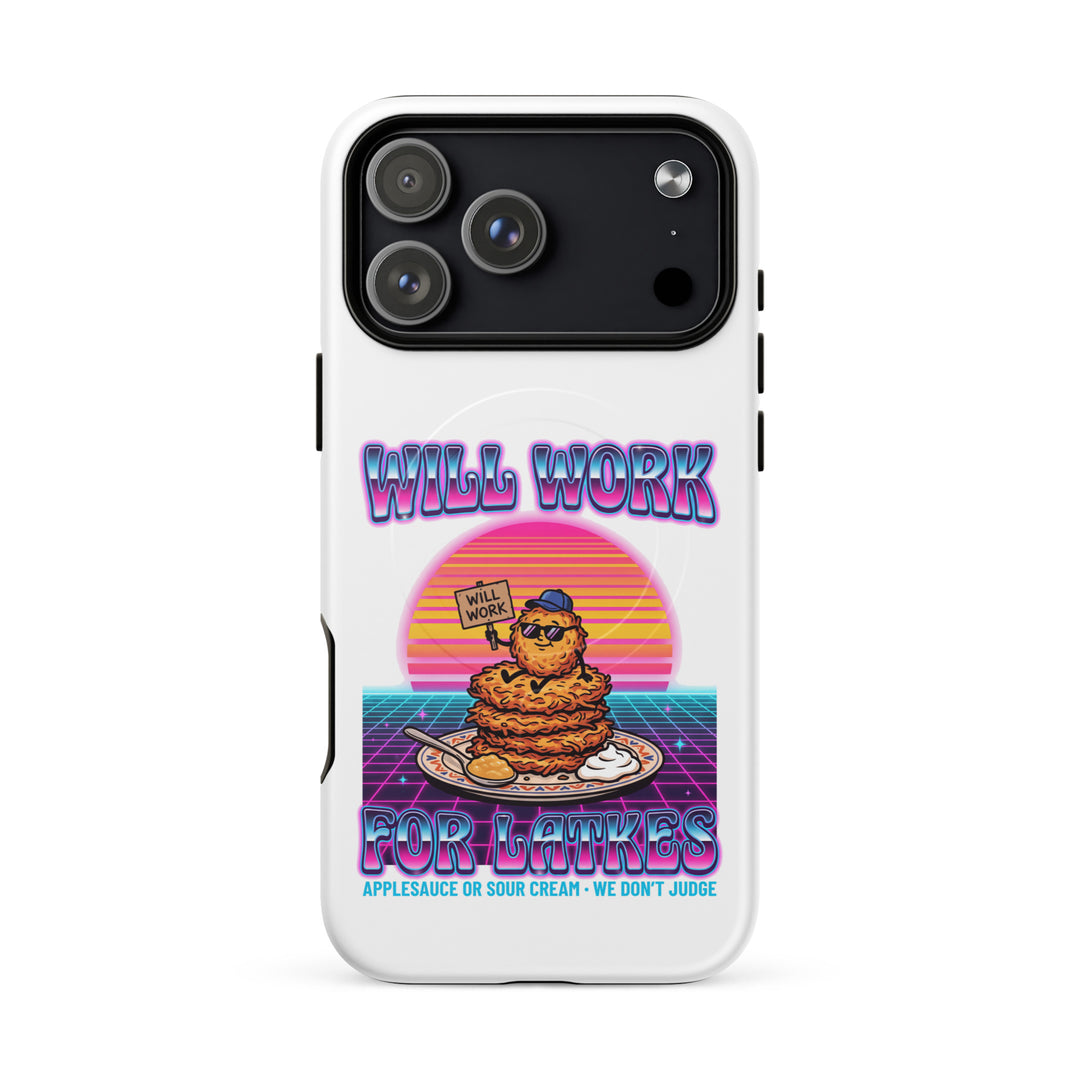 Will Work for Latkes 80s Jewish pride magsafe® tough case for iphone® in Matte - front view