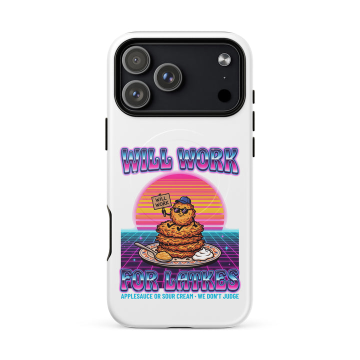 Will Work for Latkes 80s Jewish pride magsafe® tough case for iphone® in Matte - front view