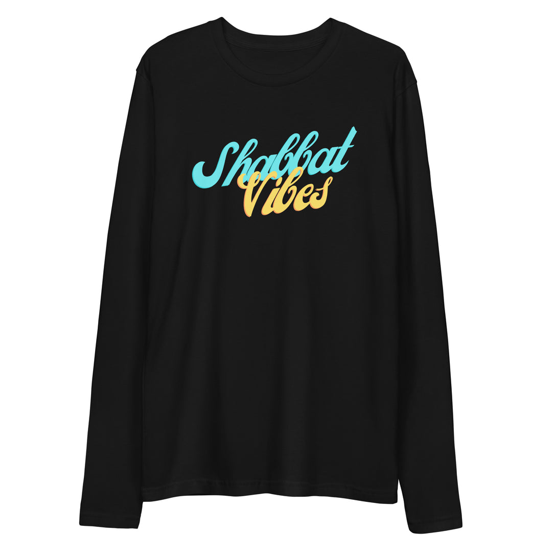 Shabbat Vibes Jewish pride fitted crew in Black - front view