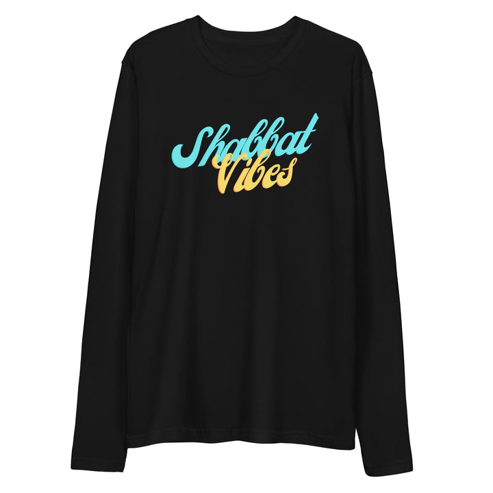 Shabbat Vibes Jewish pride fitted crew in Black - front view
