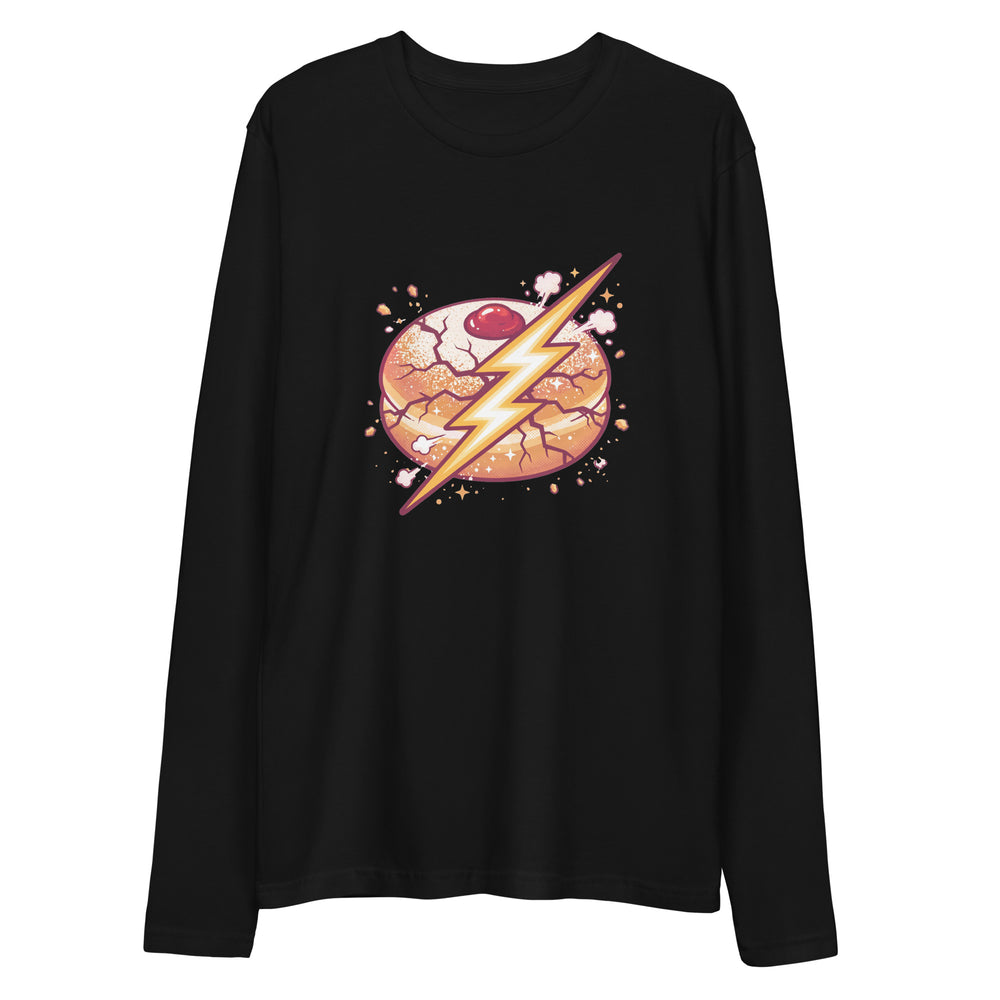 Sufganiyah Lightning Jewish pride fitted crew in Black - back view
