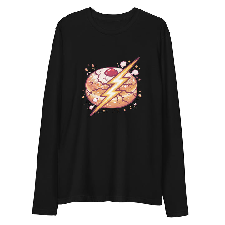 Sufganiyah Lightning Jewish pride fitted crew in Black - back view