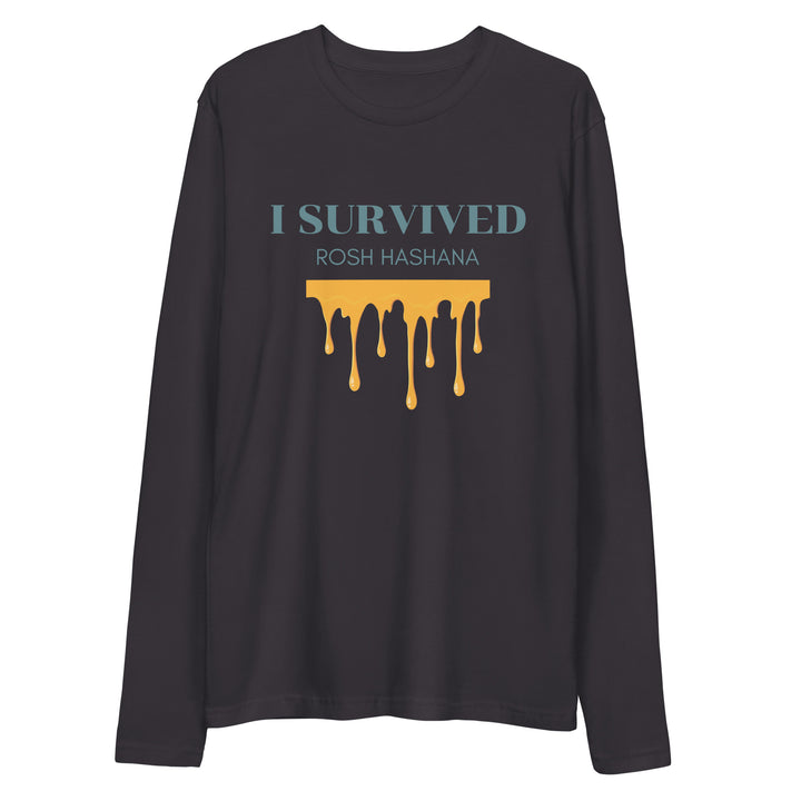 I Survived Rosh HaShana Jewish pride fitted crew in Heavy Metal - detail view