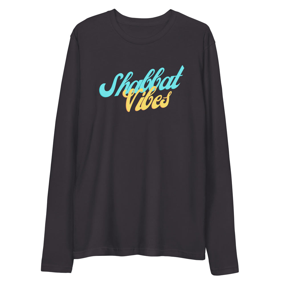 Shabbat Vibes Jewish pride fitted crew in Heavy Metal - back view