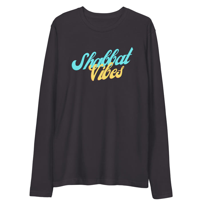 Shabbat Vibes Jewish pride fitted crew in Heavy Metal - back view