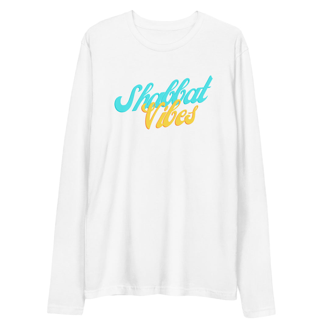 Shabbat Vibes Jewish pride fitted crew in White - detail view