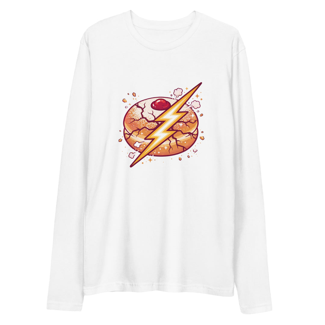 Sufganiyah Lightning Jewish pride fitted crew in White - detail view