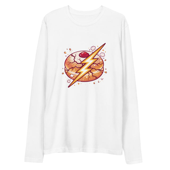 Sufganiyah Lightning Jewish pride fitted crew in White - detail view