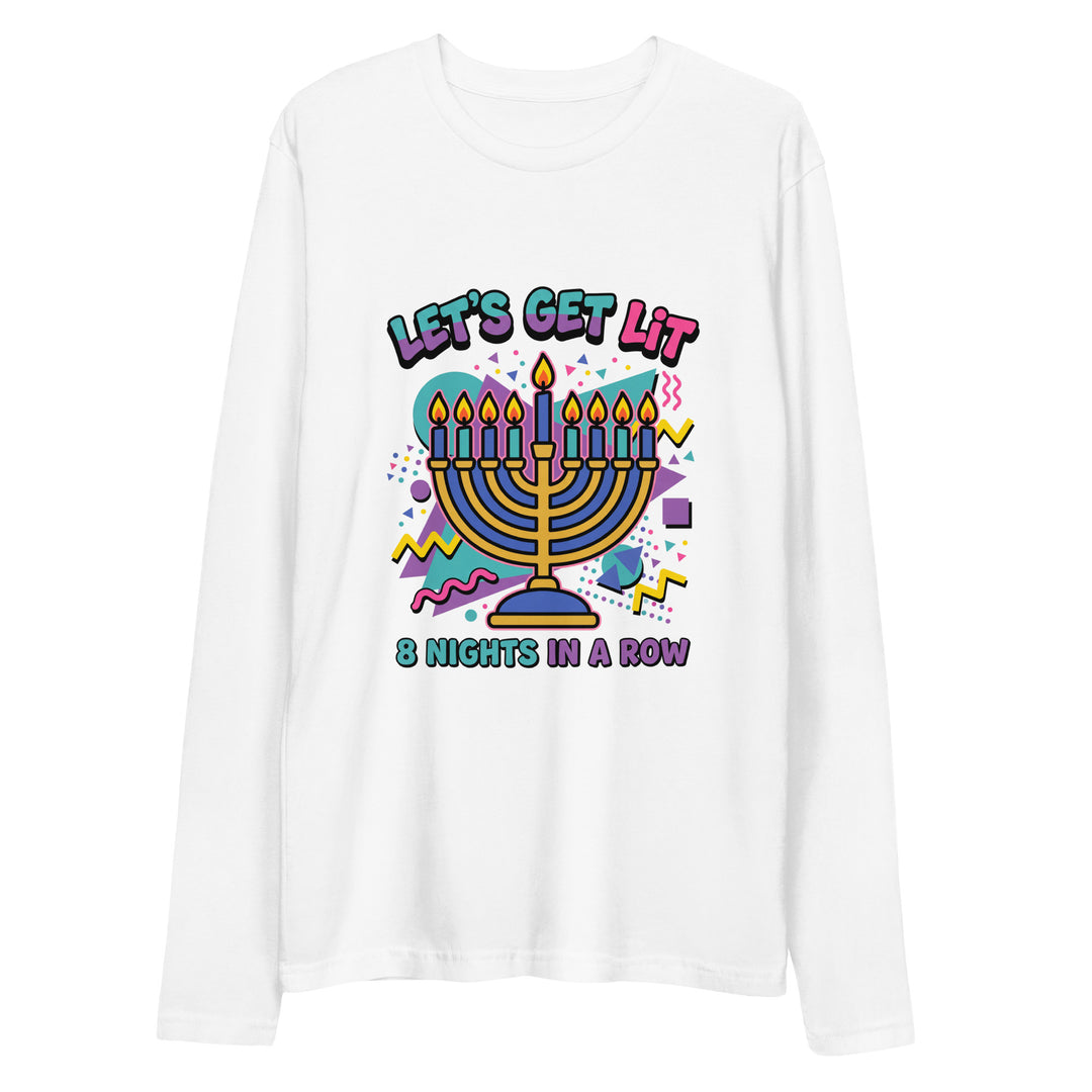 Lets Get Lit 90s Jewish pride fitted crew in White - back view