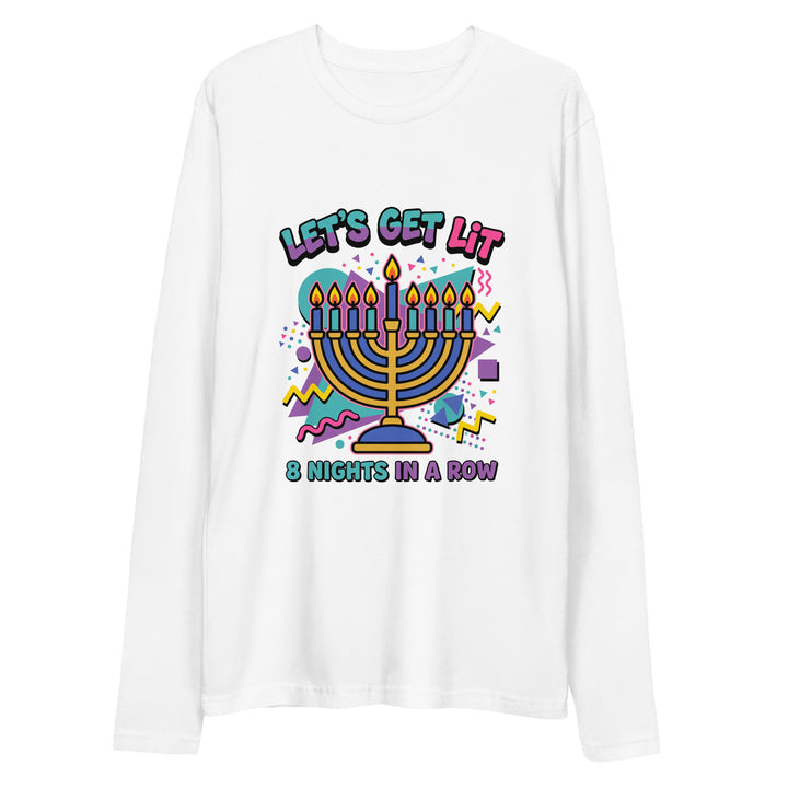 Lets Get Lit 90s Jewish pride fitted crew in White - back view