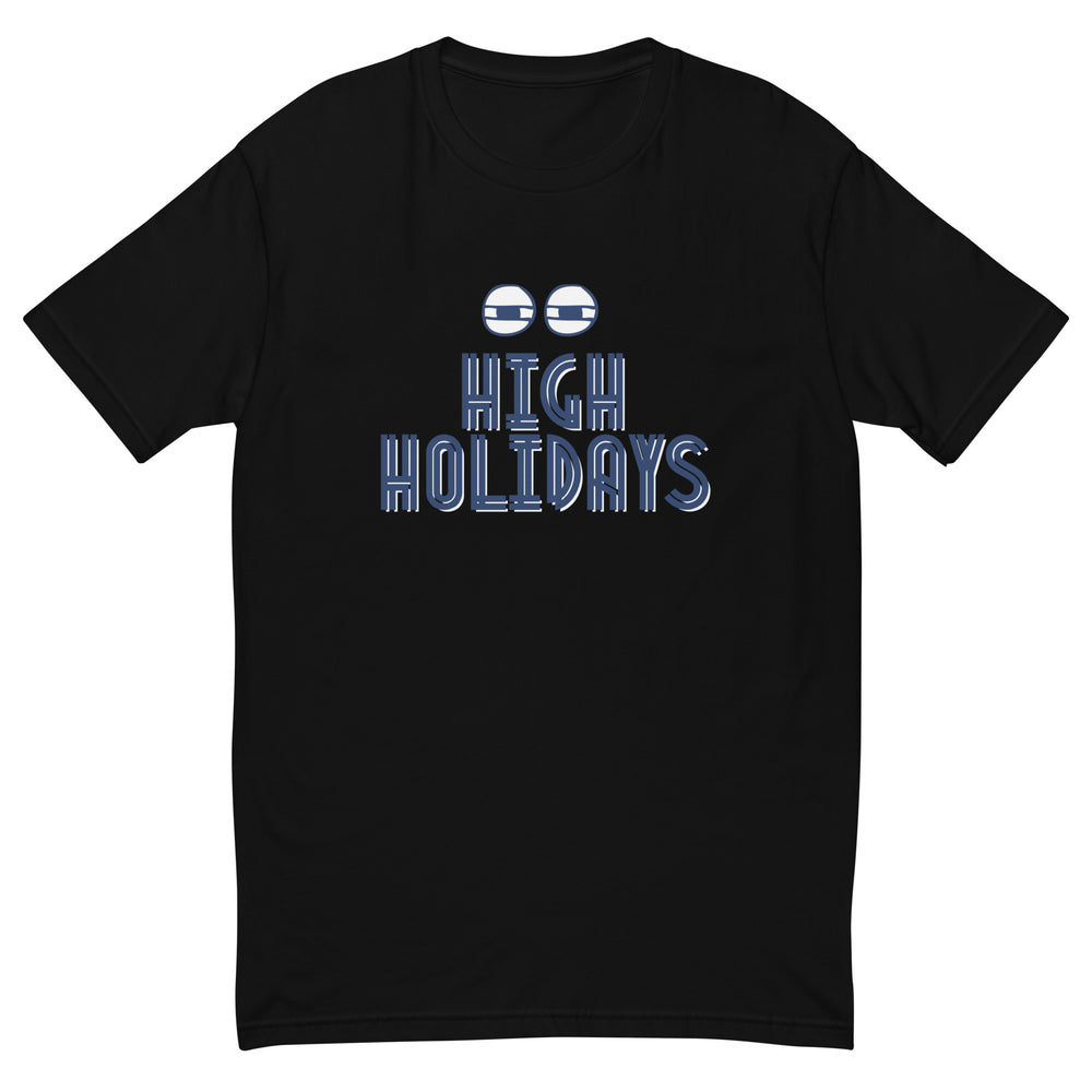 High Holidays Jewish pride men's fitted t-shirt in Black - back view