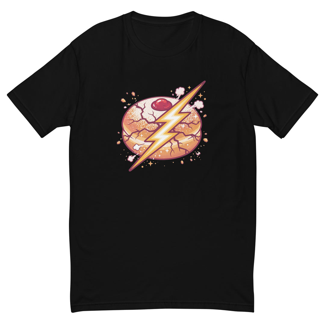 Sufganiyah Lightning Jewish pride men's fitted t-shirt in Black - front view