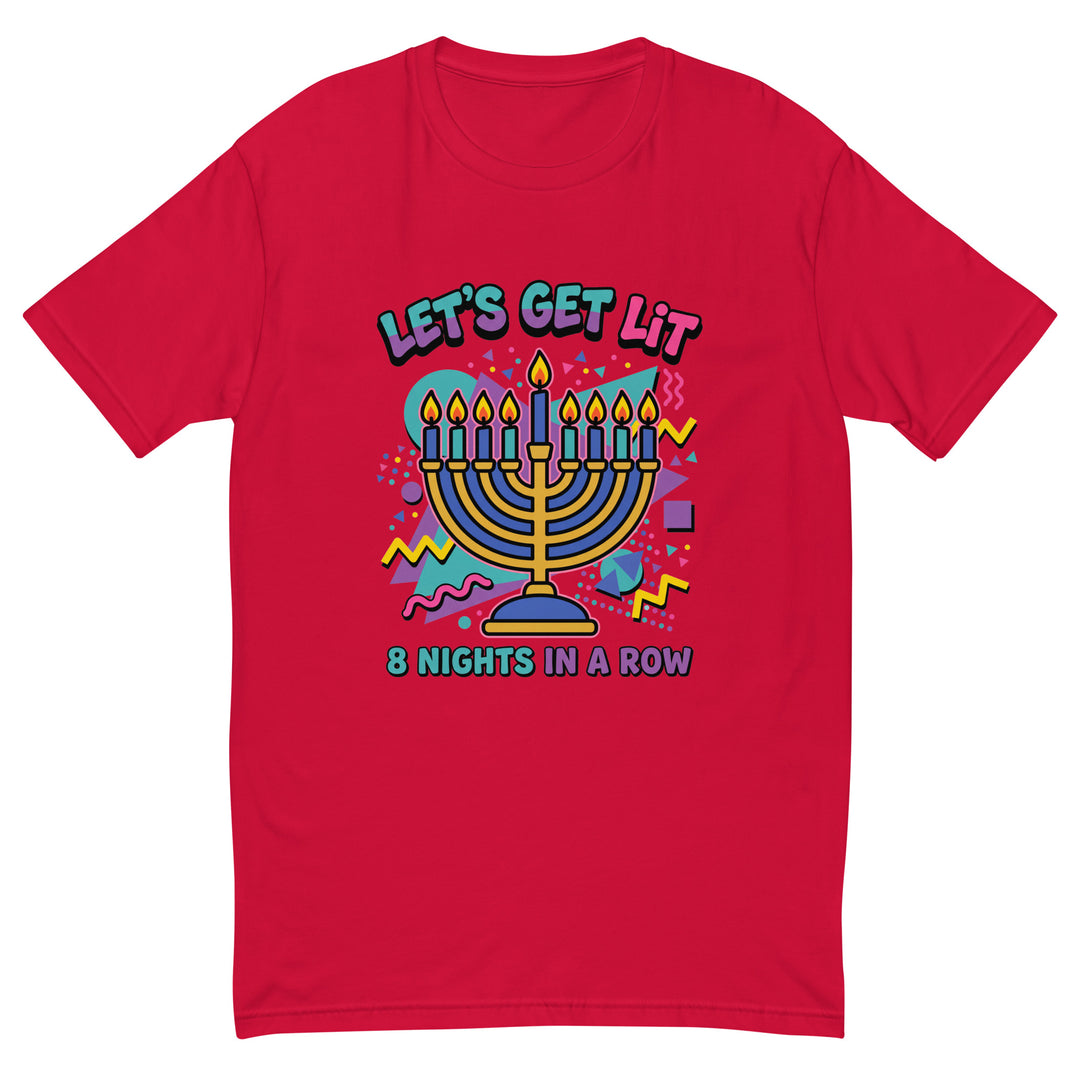 Lets Get Lit 90s Jewish pride men's fitted t-shirt in Red - front view