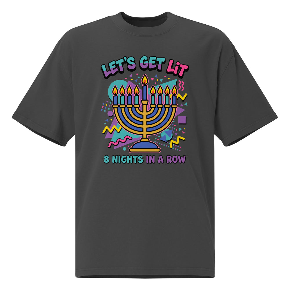 Lets Get Lit 90s Jewish pride faded t-shirt in Faded Black - back view