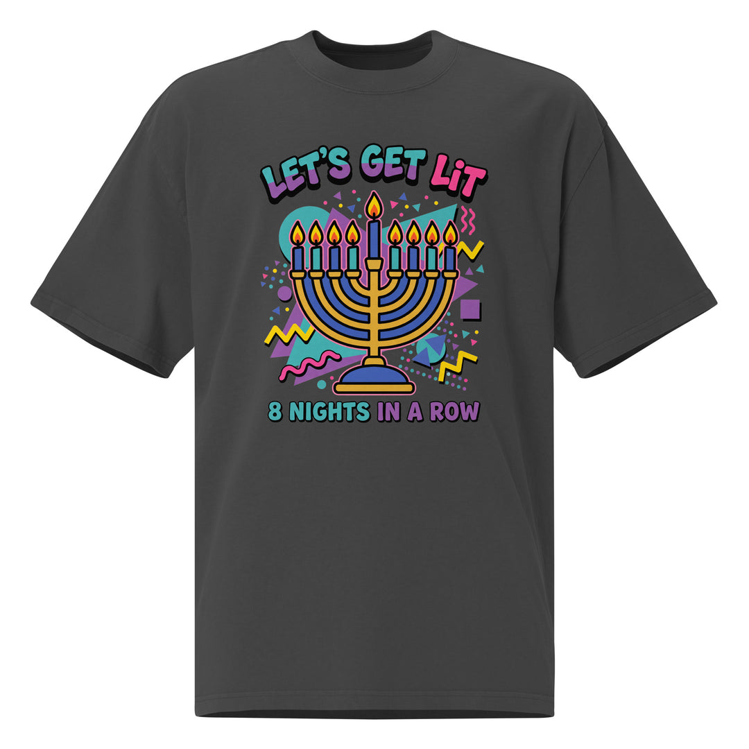 Lets Get Lit 90s Jewish pride faded t-shirt in Faded Black - back view