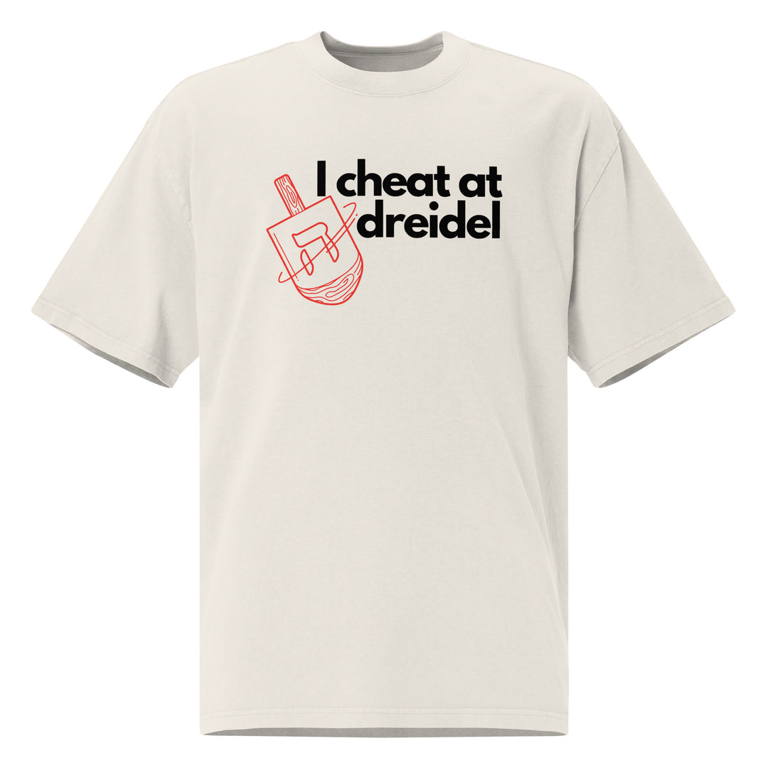 I Cheat At Dreidel Jewish pride faded t-shirt in Faded Bone - close-up