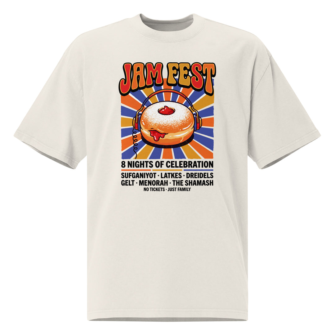 Jam Fest 8 Nights Jewish pride faded t-shirt in Faded Bone - flat lay