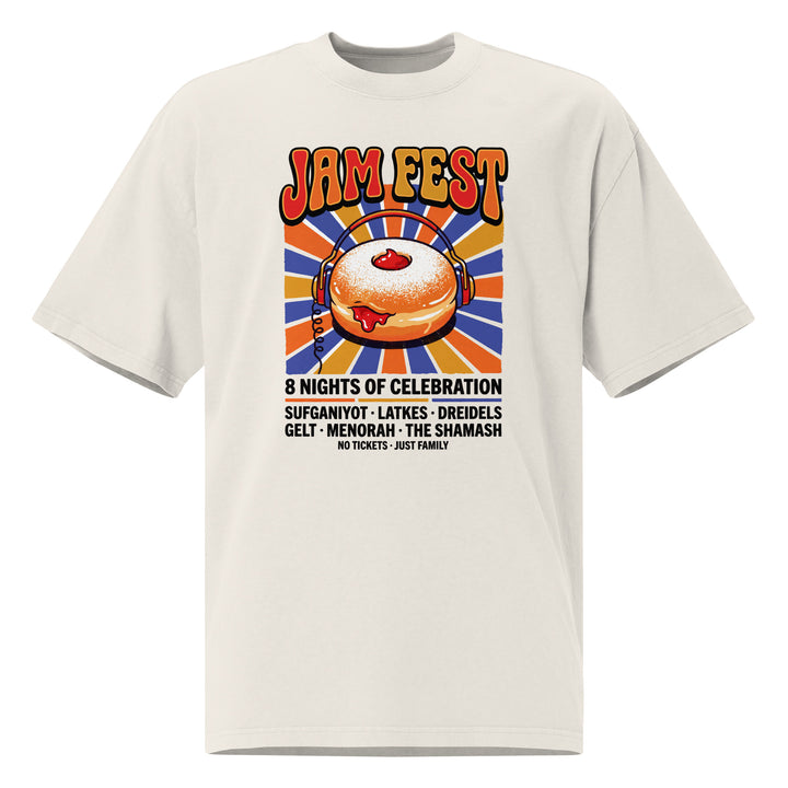 Jam Fest 8 Nights Jewish pride faded t-shirt in Faded Bone - flat lay