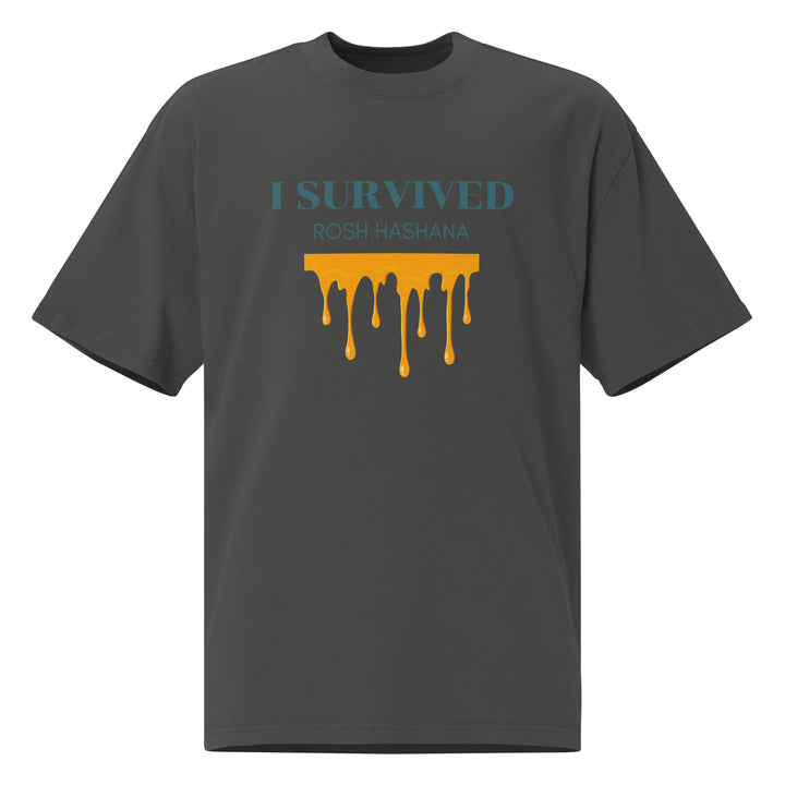 I Survived Rosh HaShana Jewish pride faded t-shirt in Faded Coal - detail view