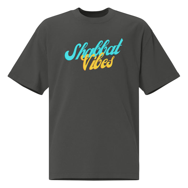 Shabbat Vibes Jewish pride faded t-shirt in Faded Coal - back view