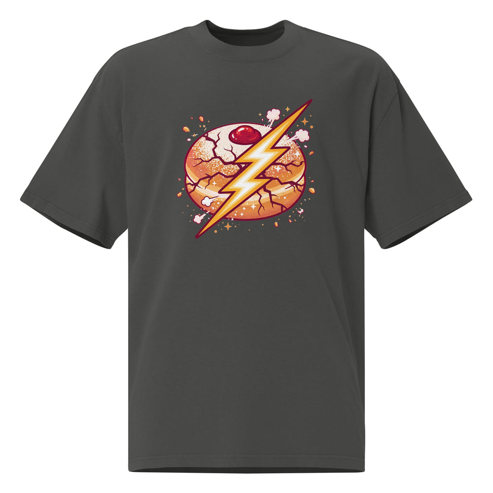 Sufganiyah Lightning Jewish pride faded t-shirt in Faded Coal - back view