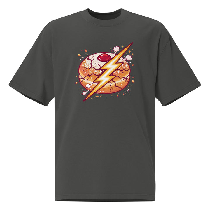 Sufganiyah Lightning Jewish pride faded t-shirt in Faded Coal - back view