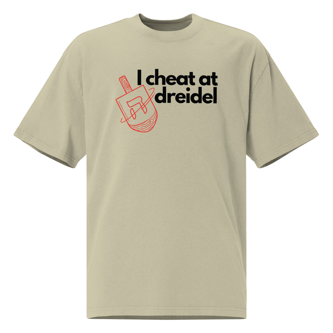 I Cheat At Dreidel Jewish pride faded t-shirt in Faded Eucalyptus - detail view