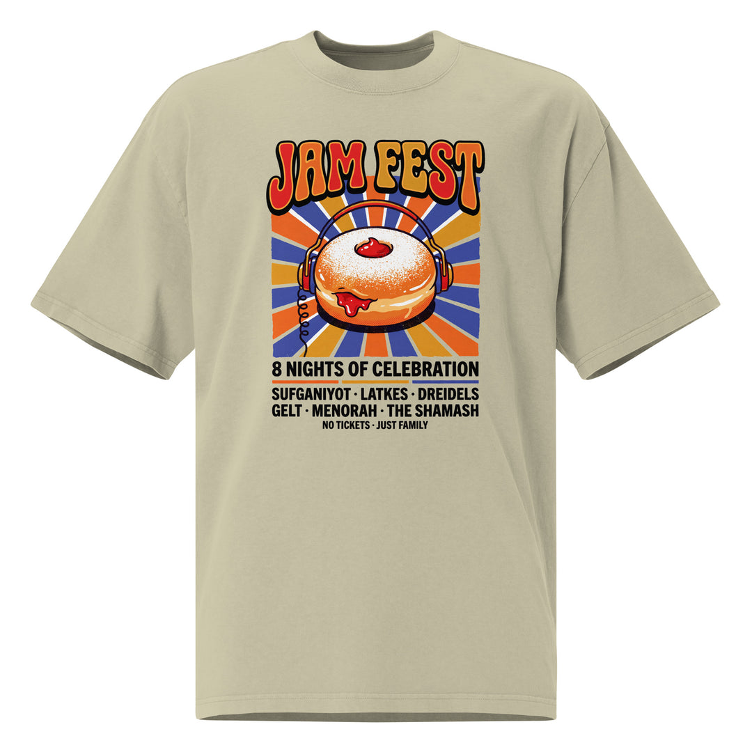 Jam Fest 8 Nights Jewish pride faded t-shirt in Faded Eucalyptus - close-up