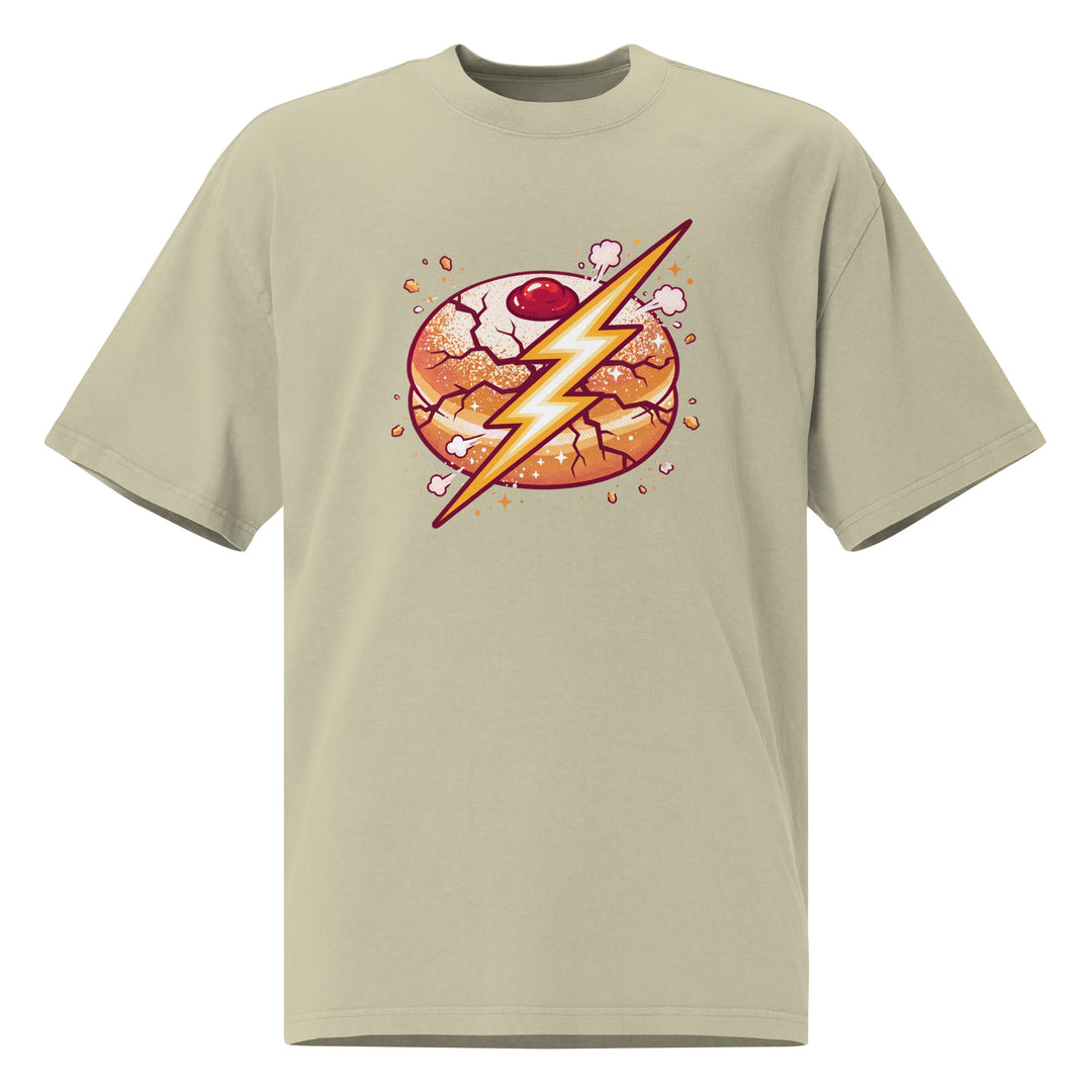Sufganiyah Lightning Jewish pride faded t-shirt in Faded Eucalyptus - lifestyle shot