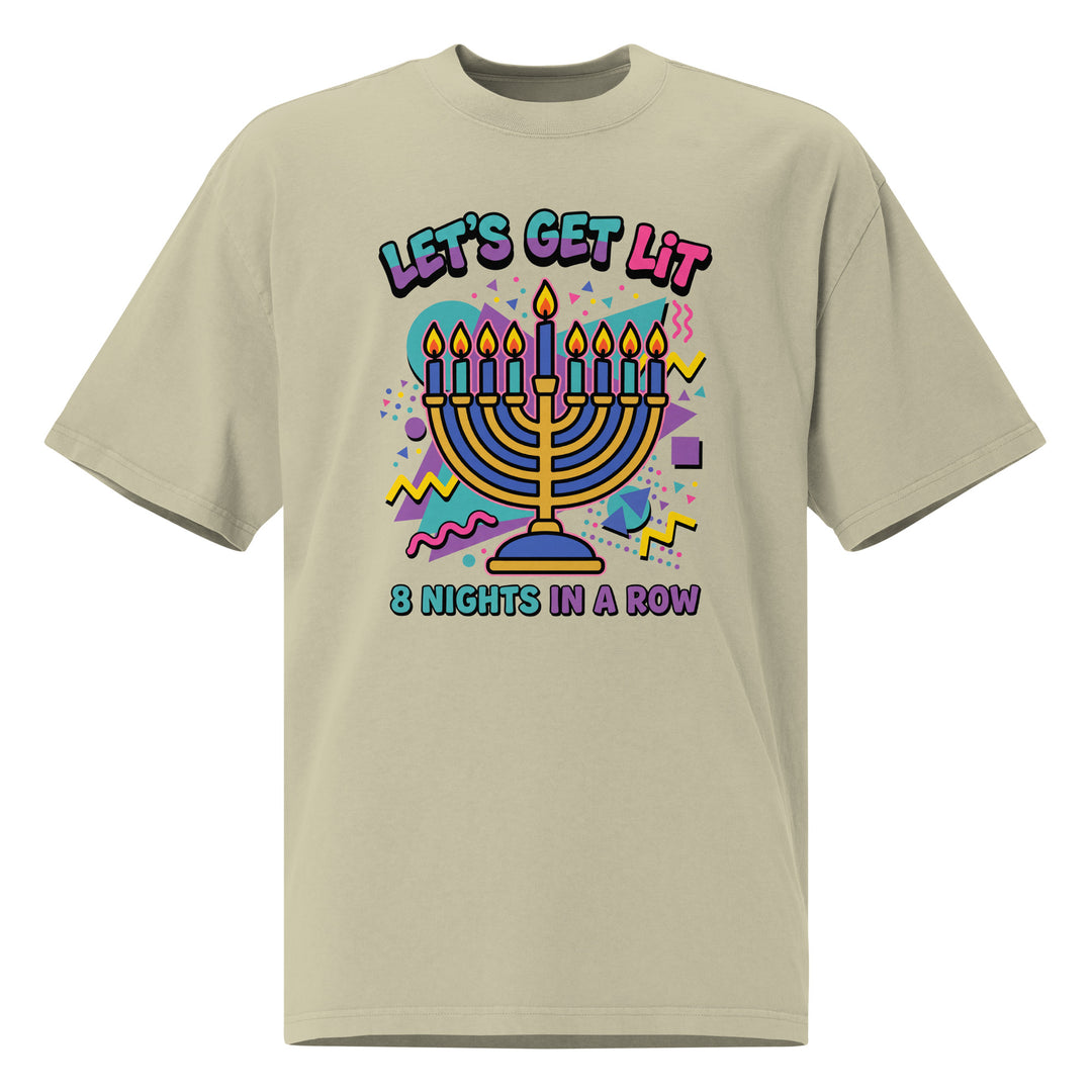 Lets Get Lit 90s Jewish pride faded t-shirt in Faded Eucalyptus - lifestyle shot