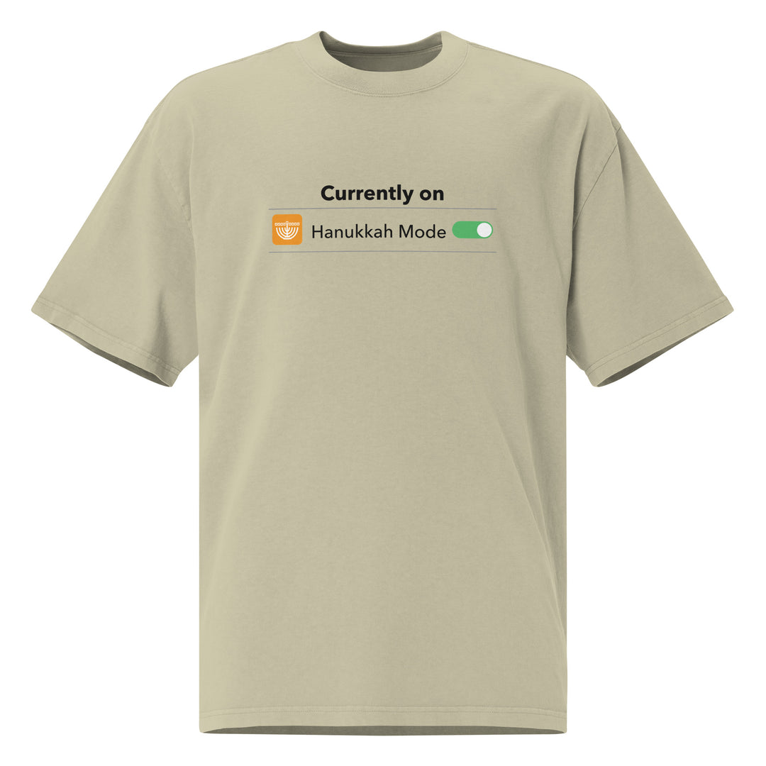 Hanukkah Mode Jewish pride faded t-shirt in Faded Eucalyptus - front view