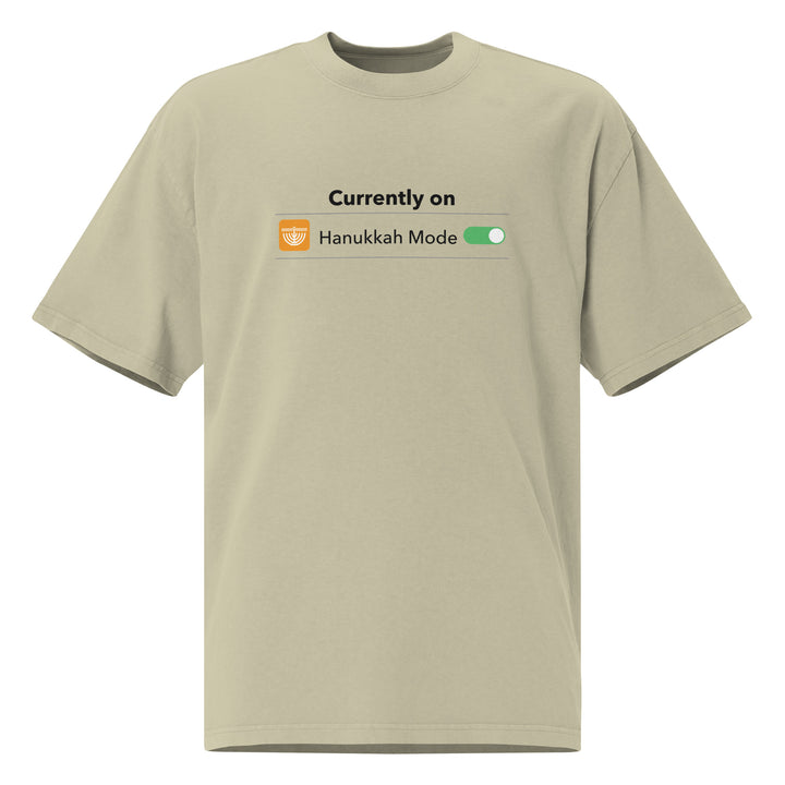 Hanukkah Mode Jewish pride faded t-shirt in Faded Eucalyptus - front view