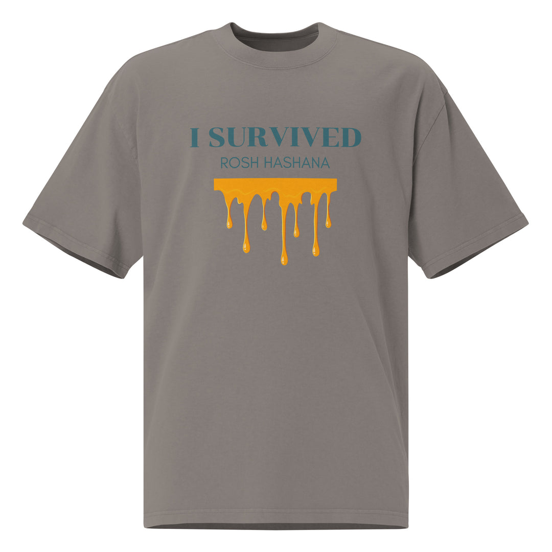 I Survived Rosh HaShana Jewish pride faded t-shirt in Faded Grey - flat lay