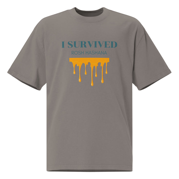 I Survived Rosh HaShana Jewish pride faded t-shirt in Faded Grey - flat lay